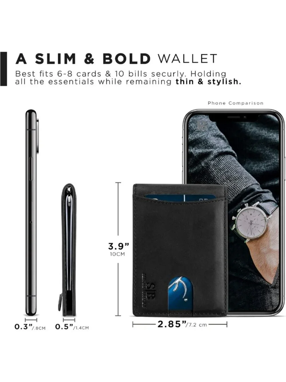 Slim RFID Blocking Bifold Leather Wallet for Men - Minimalist Front Pocket